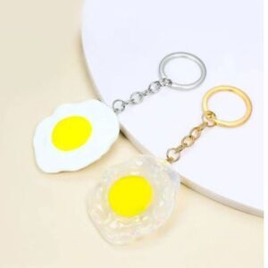 NEW 2 PIECES - FRIED EGG CHARM KEYCHAIN